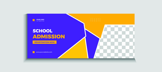 Back to school admission web banner or social media template Vector