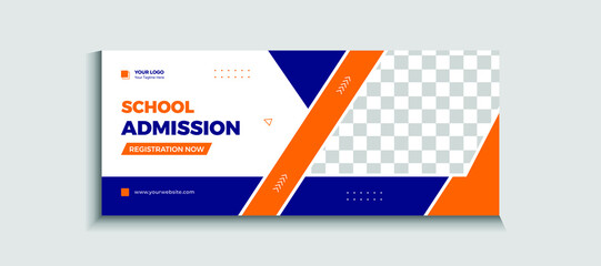 Back to school admission web banner or social media template Vector