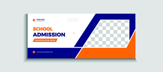 Back to school admission web banner or social media template Vector