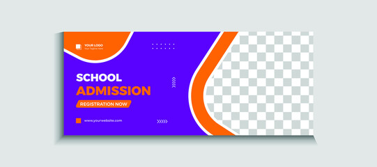 Back to school admission web banner or social media template Vector