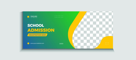 School admission web banner and social media post template Vector - obrazy, fototapety, plakaty