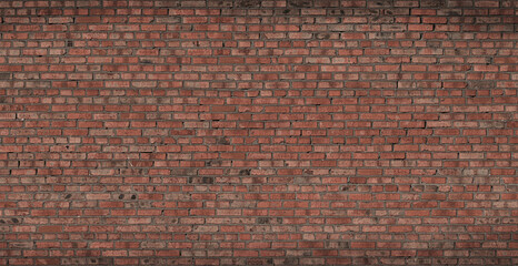 Fototapeta na wymiar Brick wall, wide panorama of masonry