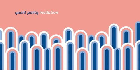 Blue and rosy stripes and circular arches header