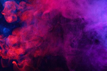 Colorful smoke clouds and shiny glitter particles abstract universe background