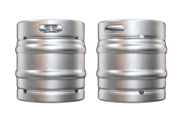 A set of small beer kegs on a white background, 3d render