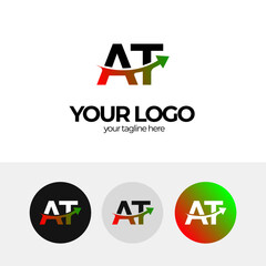Letter A and T Logo, AT logo design for business, arrow, scale Up, Increase business, business logo design