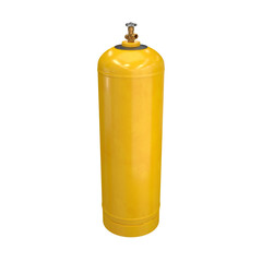 Yellow gas cylinder on a white background, 3d render