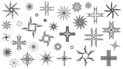 Big Set Black Collection Star Icons Sparkles Vector Symbols Shine Elements