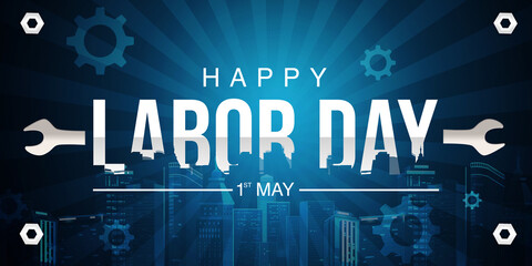 Labor Day Celebration Around the globe abstract background with typography and tool in the backdrop