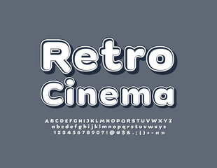 Vector Poster Retro Cinema. Creative Bright Font. Artistic Alphabet Letters, Numbers and Symbols