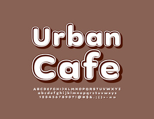Vector trendy logotype Urban Cafe. Isometric Alphabet Letters, Numbers and Symbols set. Hipster style Font