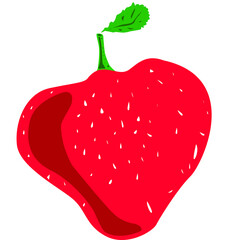 Strawberry with leaf vector illustration element