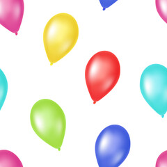 Seamless pattern of colorful balloons on white background. Vector illustration template