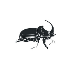 Beetle Rhino Illustration Clip Art Design Shape. Insects Silhouette Icon Vector.