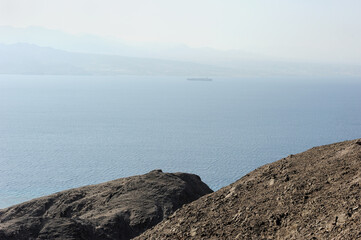 Fototapeta na wymiar Walk through the mountains near the Gulf of Eilat Red Sea in Israel