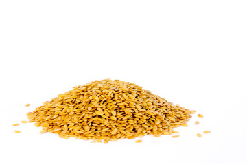 Linum usitatissimum. Flax seeds rich in omega-3. Healthy food suitable for vegans. Copy space.