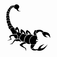 Scorpion silhouette graphic vector illustration. Featuring elements such as its iconic venomous tail and pincers, perfect for symbolism or visual storytelling in graphic design.