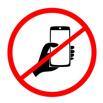 Vector symbol is prohibited from using mobile phones in this area in connection with making calls, selfies or taking pictures