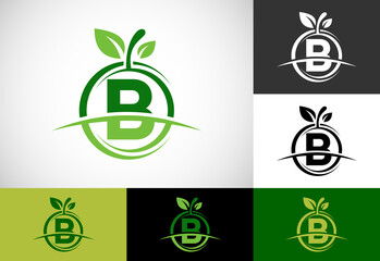 Initial B monogram alphabet with the abstract apple logo. Healthy food logo design vector