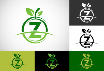 Initial Z monogram alphabet with the abstract apple logo. Healthy food logo design vector