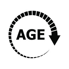 Age icon design. vector illustration. arrow symbol. Age limit concept. 