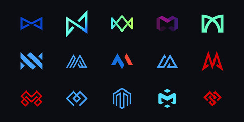 Set of alphabet symbols of letter M, such a logo.