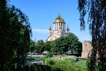 Sfantul Ioan Botezatorul Orthodox Cathedral in the center of Fagaras city, in Transylvania...