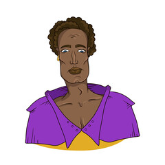 Young african man in casual clothes thinking looking away and making idea pointing up isolated on white background vector illustration