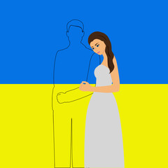 Couple. War. The woman lost her husband. Ukraine.