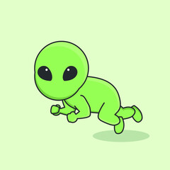 alien astronaut  galaxy universe space robot interstellar cute character vector icon cartoon doodle