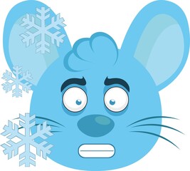 Vector illustration of a frozen cartoon mouse face with frost