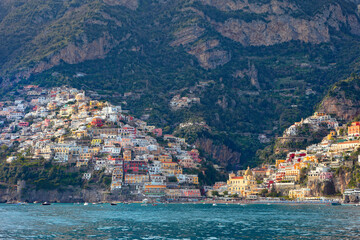 Positano view from the sea, Italy