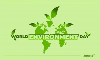 Green Vector Design World Environment Day, Green Vector Design, Vector Illustration And Text