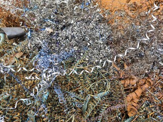 Photo of rusty shavings in the air