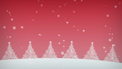 Fototapeta na wymiar Merry Christmas and Happy New Year concept. Winter snowfall on a red background. 3d rendering