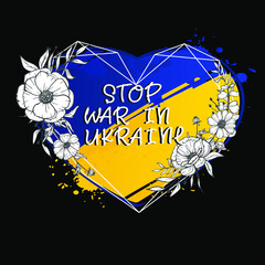 Ukrainian flag in the shape of a heart, the concept of peace in Ukraine. Pray for Ukraine