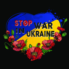 Ukrainian flag in the shape of a heart, the concept of peace in Ukraine. Pray for Ukraine