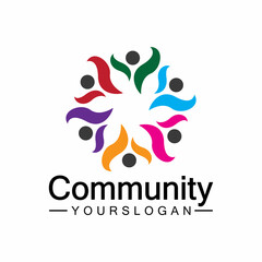 Community Logo Design Template for Teams or Groups.network and social icon design