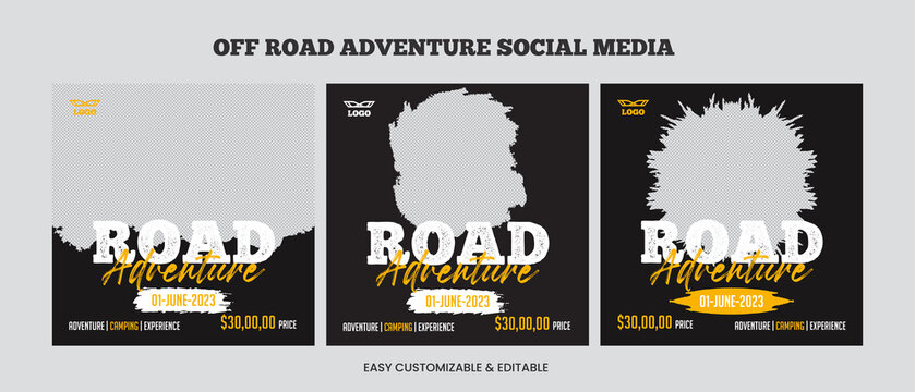 Off-road social media post template bundle. Car social media web banner set