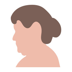 Silhouette fat woman on white background
