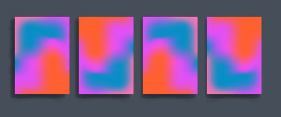 Abstract Vivid Colorful A4 Posters Set. Trendy Fluid Gradient