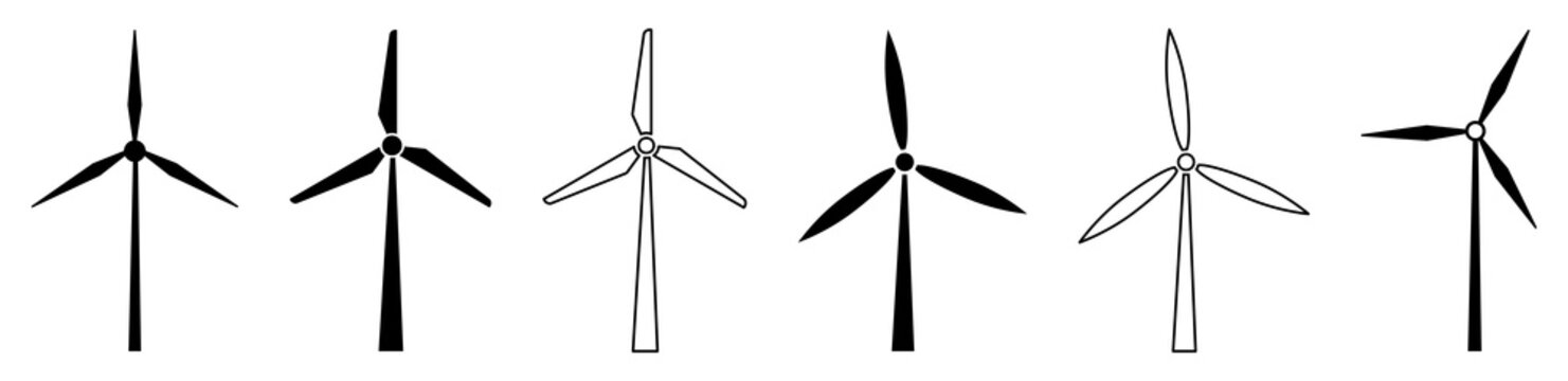 Windmill icon set. Air energy concept. Vector illustration isolated on white background
