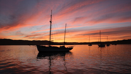 sunset in the harbor