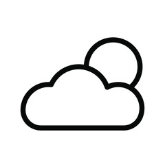 Black and white icon sun behind a cloud. Icon for the application. Weather. Vector.