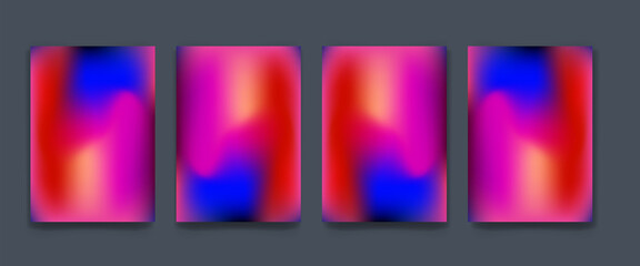 Blurred backgrounds set with modern abstract blurred color gradient patterns. Smooth templates collection for brochures, posters, banners, flyers and cards. Vector illustration. © semarjowodesign