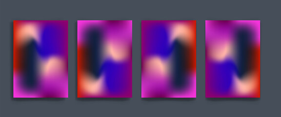 Blurred backgrounds set with modern abstract blurred color gradient patterns. Smooth templates collection for brochures, posters, banners, flyers and cards. Vector illustration. © semarjowodesign