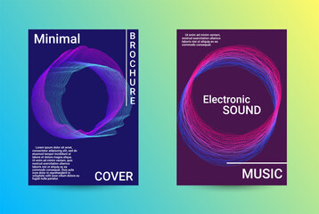 Set of modern abstract musical backgrounds. Sound flyer for creating a fashionable cover, banner, poster, booklet.