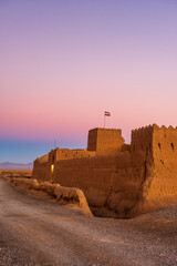 Saryazd Castle in Iran at sunset. Saryazd Fortress has been one of the oldest and biggest safety deposit boxes of Iran and the world