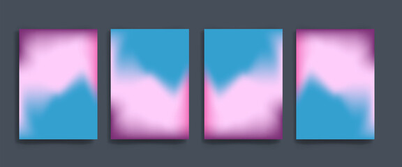 Blurred backgrounds set with modern abstract blurred color gradient patterns. Smooth templates collection for brochures, posters, banners, flyers and cards. Vector illustration. © semarjowodesign