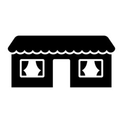 Building icon. Shop, cafe, tent. Black silhouette. Front view. Vector simple flat graphic illustration. Isolated object on a white background. Isolate.